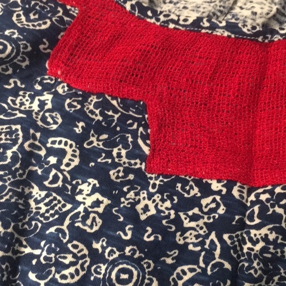 New Lucky Brand tank top red mesh top blue medallion Plus 1X - Picture 8 of 8